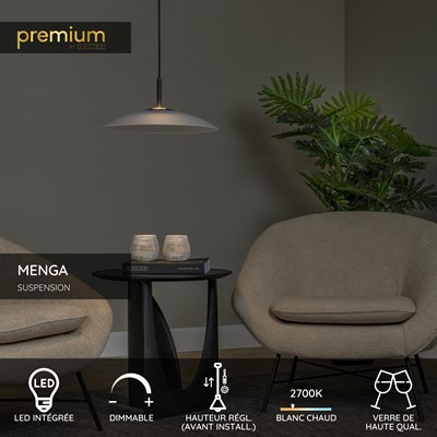 Lucide MENGA - Suspension - Ø 40 cm - LED Dim. - 1x11W 2700K - Opalin | Premium